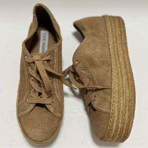 Steve Madden “HAMPTN” Low Top Lace-Up Flatform Platform Espadrille Sneaker EUC